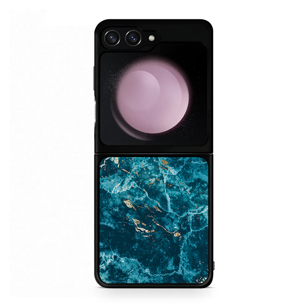 Samsung Galaxy Z Flip5 Marble Blue θήκη από τη Smartfits με σχέδιο στο πίσω μέρος και μαύρο περίβλημα | Smartphone case with colorful back and black bezels by Smartfits