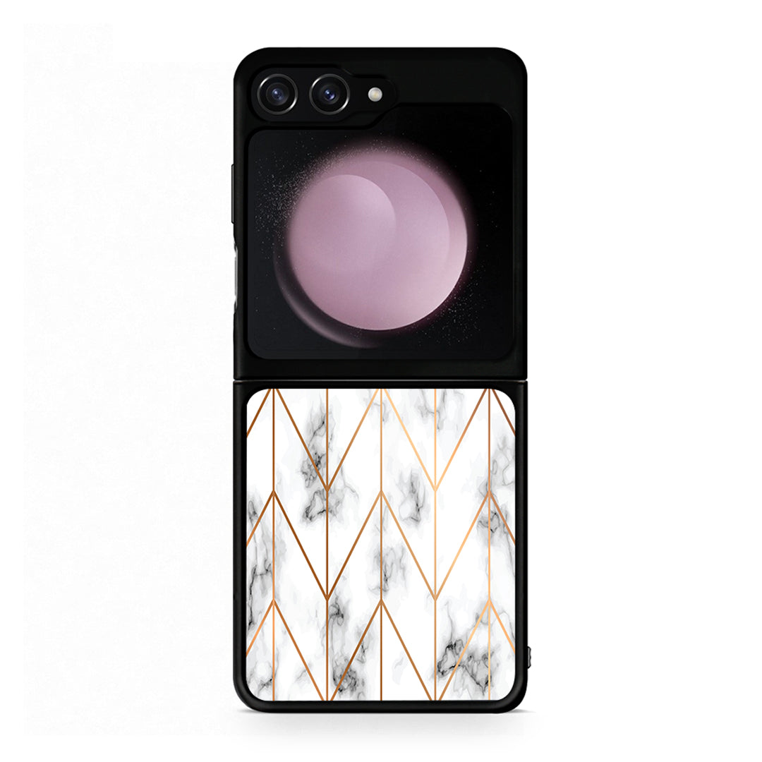 44 - Samsung Galaxy Z Flip5 Gold Geometric Marble case, cover, bumper