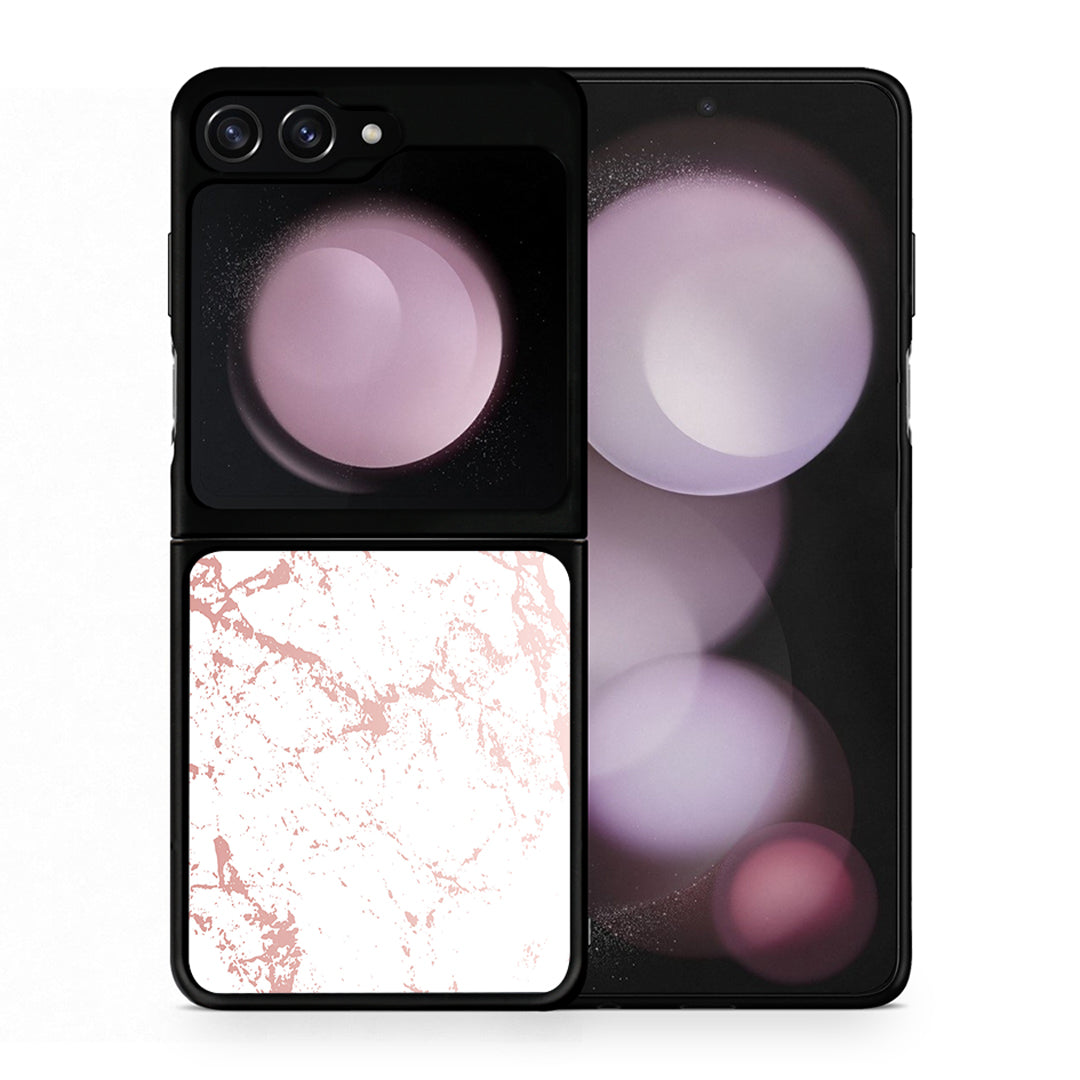Θήκη Samsung Galaxy Z Flip5 Pink Splash Marble από τη Smartfits με σχέδιο στο πίσω μέρος και μαύρο περίβλημα | Samsung Galaxy Z Flip5 Pink Splash Marble case with colorful back and black bezels
