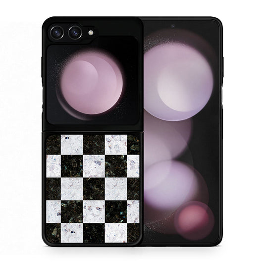 Θήκη Samsung Galaxy Z Flip5 Square Geometric Marble από τη Smartfits με σχέδιο στο πίσω μέρος και μαύρο περίβλημα | Samsung Galaxy Z Flip5 Square Geometric Marble case with colorful back and black bezels