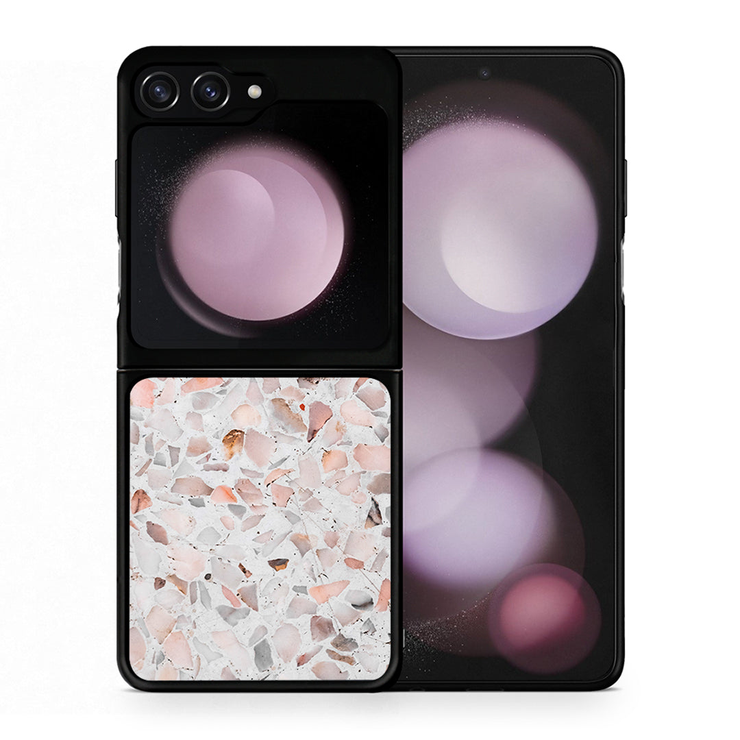 Θήκη Samsung Galaxy Z Flip5 Marble Terrazzo από τη Smartfits με σχέδιο στο πίσω μέρος και μαύρο περίβλημα | Samsung Galaxy Z Flip5 Marble Terrazzo case with colorful back and black bezels