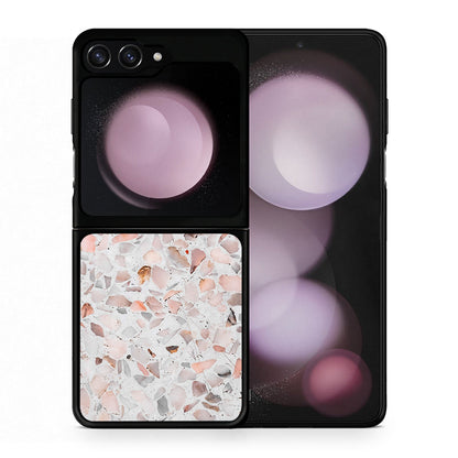 Θήκη Samsung Galaxy Z Flip5 Marble Terrazzo από τη Smartfits με σχέδιο στο πίσω μέρος και μαύρο περίβλημα | Samsung Galaxy Z Flip5 Marble Terrazzo case with colorful back and black bezels