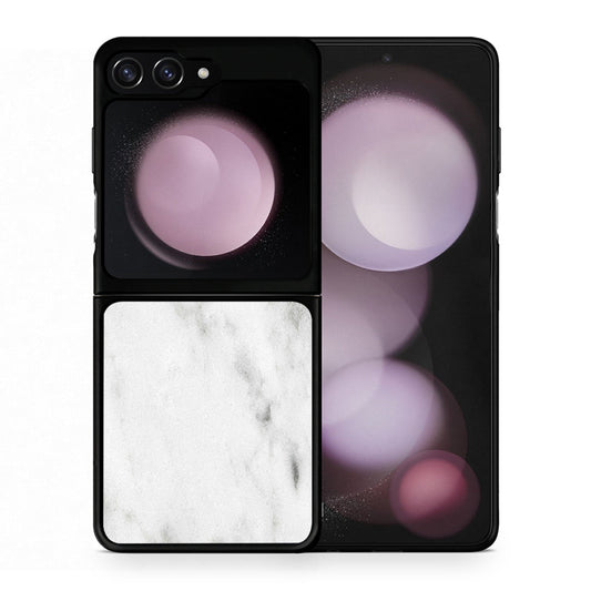 Θήκη Samsung Galaxy Z Flip5 White Marble από τη Smartfits με σχέδιο στο πίσω μέρος και μαύρο περίβλημα | Samsung Galaxy Z Flip5 White Marble case with colorful back and black bezels