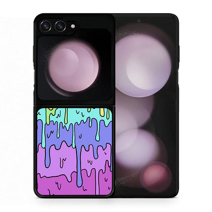 Θήκη Samsung Galaxy Z Flip5 Melting Rainbow από τη Smartfits με σχέδιο στο πίσω μέρος και μαύρο περίβλημα | Samsung Galaxy Z Flip5 Melting Rainbow case with colorful back and black bezels