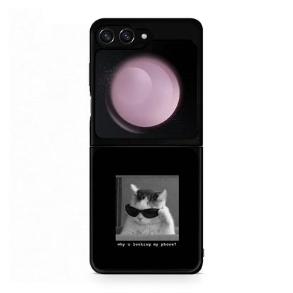 Samsung Galaxy Z Flip5 Meme Cat θήκη από τη Smartfits με σχέδιο στο πίσω μέρος και μαύρο περίβλημα | Smartphone case with colorful back and black bezels by Smartfits