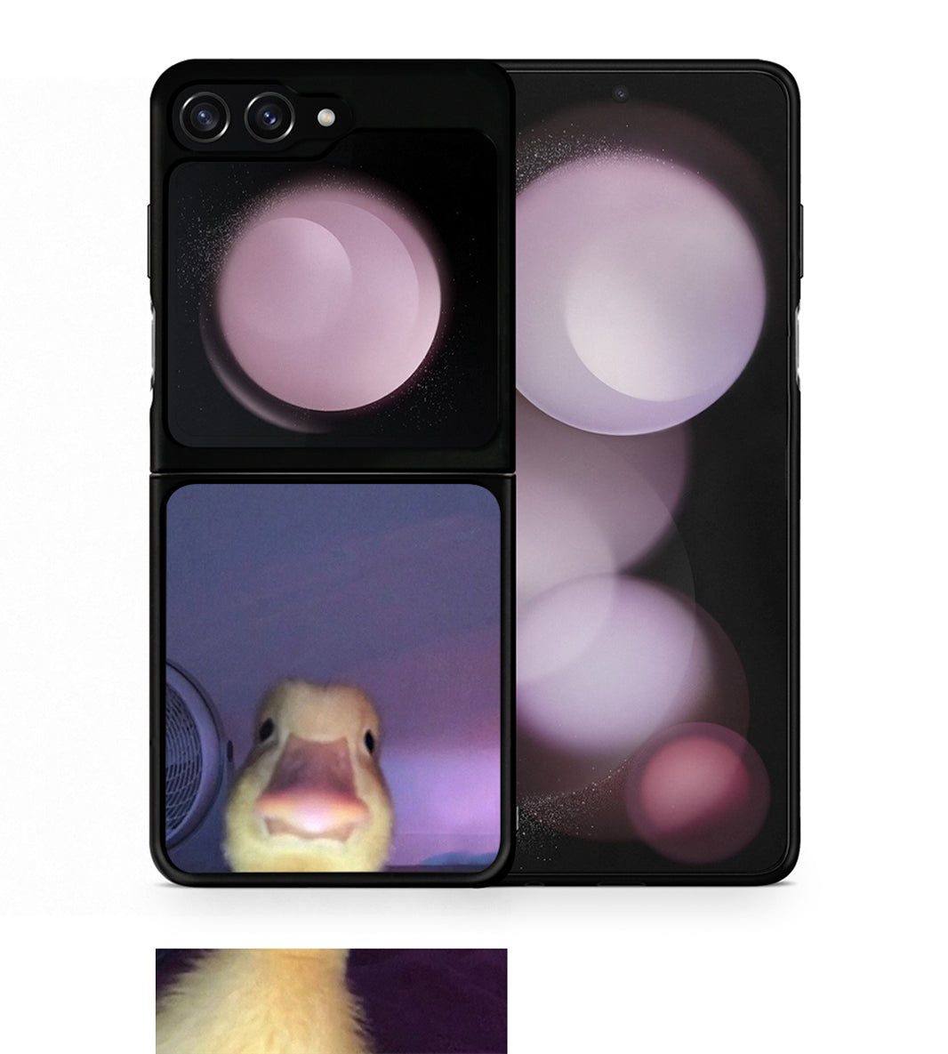 Θήκη Samsung Galaxy Z Flip5 Meme Duck από τη Smartfits με σχέδιο στο πίσω μέρος και μαύρο περίβλημα | Samsung Galaxy Z Flip5 Meme Duck case with colorful back and black bezels