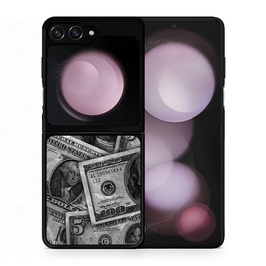 Θήκη Samsung Galaxy Z Flip5 Money Dollars από τη Smartfits με σχέδιο στο πίσω μέρος και μαύρο περίβλημα | Samsung Galaxy Z Flip5 Money Dollars case with colorful back and black bezels