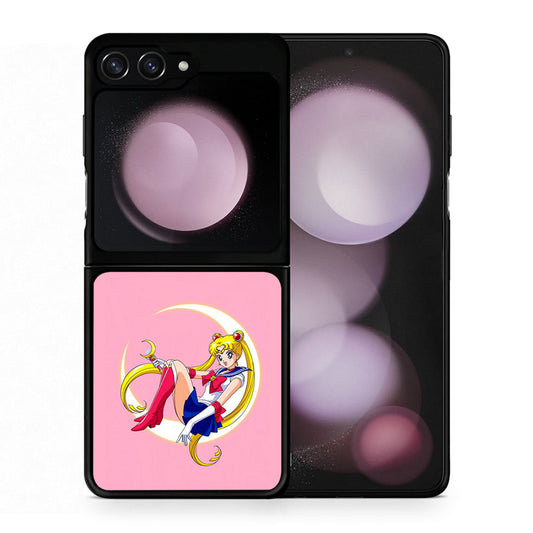 Θήκη Samsung Galaxy Z Flip5 Moon Girl από τη Smartfits με σχέδιο στο πίσω μέρος και μαύρο περίβλημα | Samsung Galaxy Z Flip5 Moon Girl case with colorful back and black bezels
