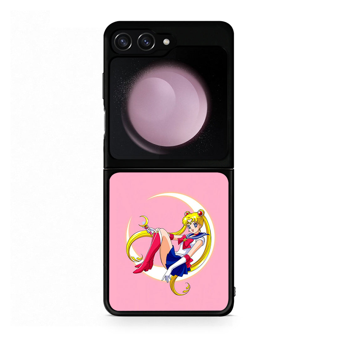 Samsung Galaxy Z Flip5 Moon Girl θήκη από τη Smartfits με σχέδιο στο πίσω μέρος και μαύρο περίβλημα | Smartphone case with colorful back and black bezels by Smartfits