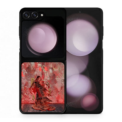 Θήκη Samsung Galaxy Z Flip5 Nezuko Kamado από τη Smartfits με σχέδιο στο πίσω μέρος και μαύρο περίβλημα | Samsung Galaxy Z Flip5 Nezuko Kamado case with colorful back and black bezels