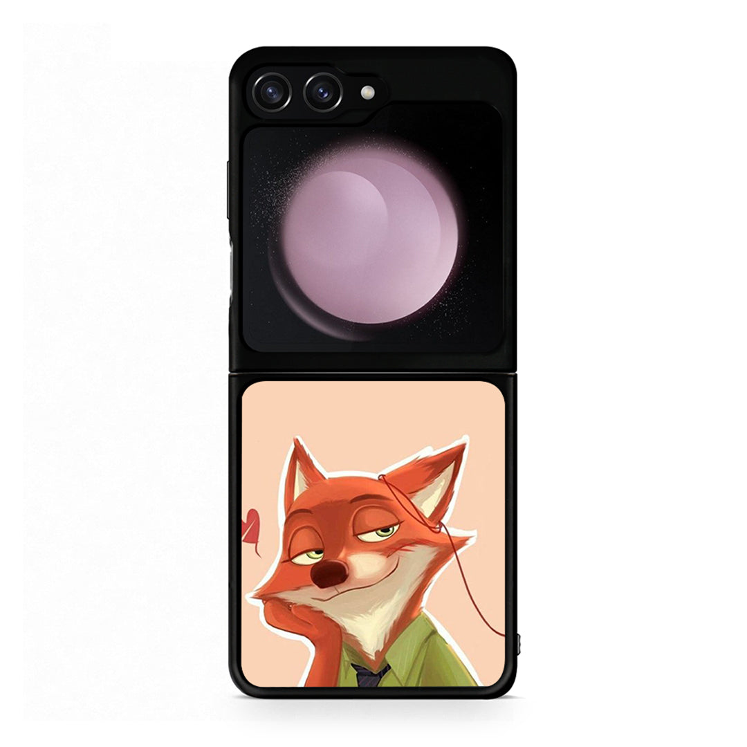 Samsung Galaxy Z Flip5 Nick Wilde And Judy Hopps Love 1 θήκη από τη Smartfits με σχέδιο στο πίσω μέρος και μαύρο περίβλημα | Smartphone case with colorful back and black bezels by Smartfits
