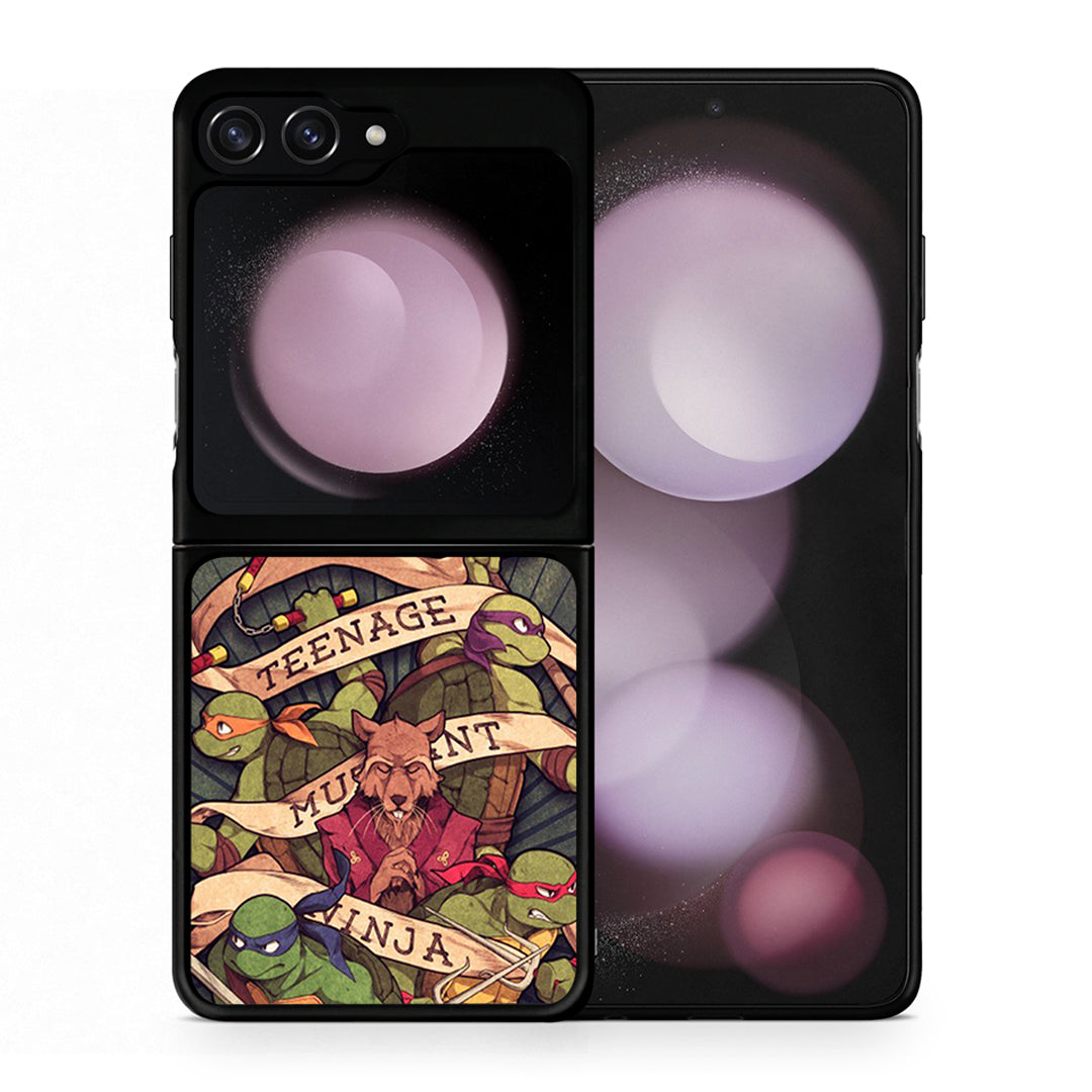 Θήκη Samsung Galaxy Z Flip5 Ninja Turtles από τη Smartfits με σχέδιο στο πίσω μέρος και μαύρο περίβλημα | Samsung Galaxy Z Flip5 Ninja Turtles case with colorful back and black bezels
