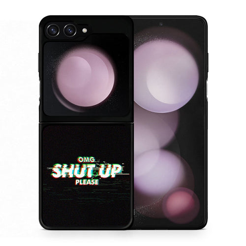 Θήκη Samsung Galaxy Z Flip5 OMG ShutUp από τη Smartfits με σχέδιο στο πίσω μέρος και μαύρο περίβλημα | Samsung Galaxy Z Flip5 OMG ShutUp case with colorful back and black bezels