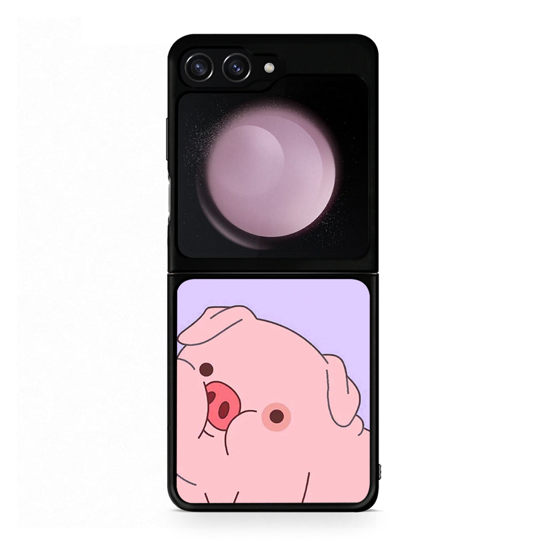 Samsung Galaxy Z Flip5 Pig Love 2 Θήκη Αγίου Βαλεντίνου από τη Smartfits με σχέδιο στο πίσω μέρος και μαύρο περίβλημα | Smartphone case with colorful back and black bezels by Smartfits