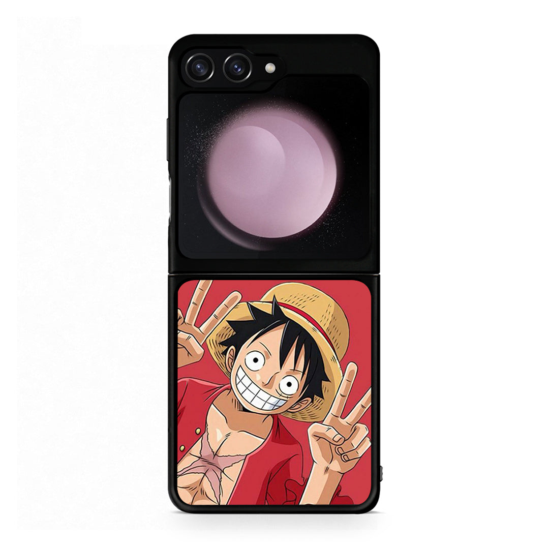 Samsung Galaxy Z Flip5 Pirate Luffy Θήκη από τη Smartfits με σχέδιο στο πίσω μέρος και μαύρο περίβλημα | Smartphone case with colorful back and black bezels by Smartfits