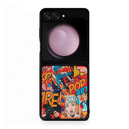 Samsung Galaxy Z Flip5 PopArt OMG θήκη από τη Smartfits με σχέδιο στο πίσω μέρος και μαύρο περίβλημα | Smartphone case with colorful back and black bezels by Smartfits