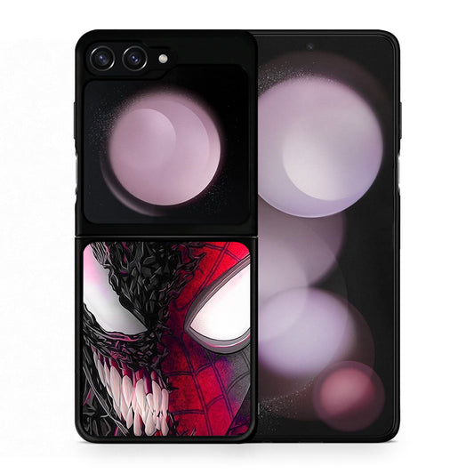 Θήκη Samsung Galaxy Z Flip5 SpiderVenom PopArt από τη Smartfits με σχέδιο στο πίσω μέρος και μαύρο περίβλημα | Samsung Galaxy Z Flip5 SpiderVenom PopArt case with colorful back and black bezels