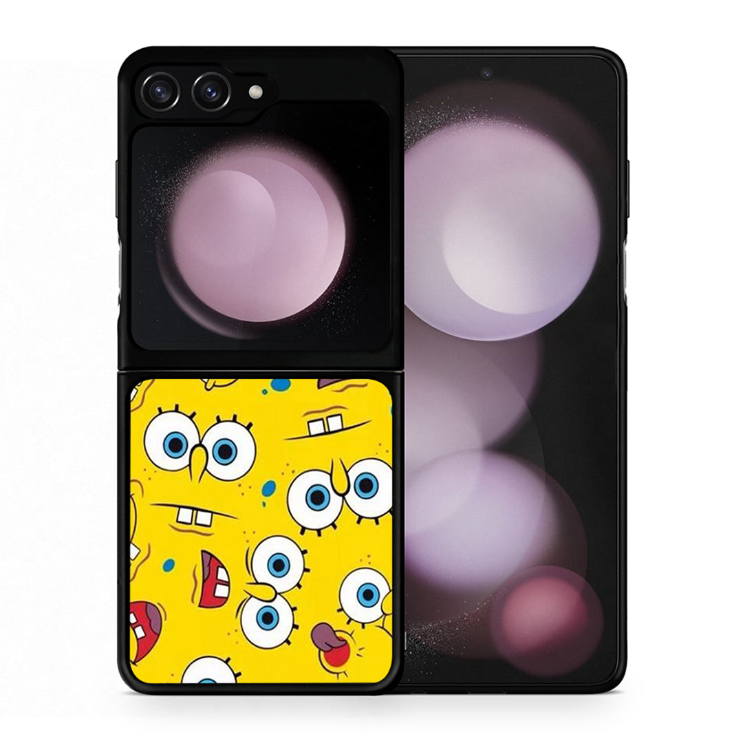 Θήκη Samsung Galaxy Z Flip5 Sponge PopArt από τη Smartfits με σχέδιο στο πίσω μέρος και μαύρο περίβλημα | Samsung Galaxy Z Flip5 Sponge PopArt case with colorful back and black bezels