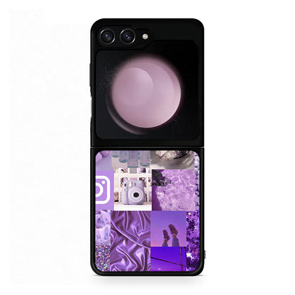 Samsung Galaxy Z Flip5 Purple Aesthetic Collage θήκη από τη Smartfits με σχέδιο στο πίσω μέρος και μαύρο περίβλημα | Smartphone case with colorful back and black bezels by Smartfits