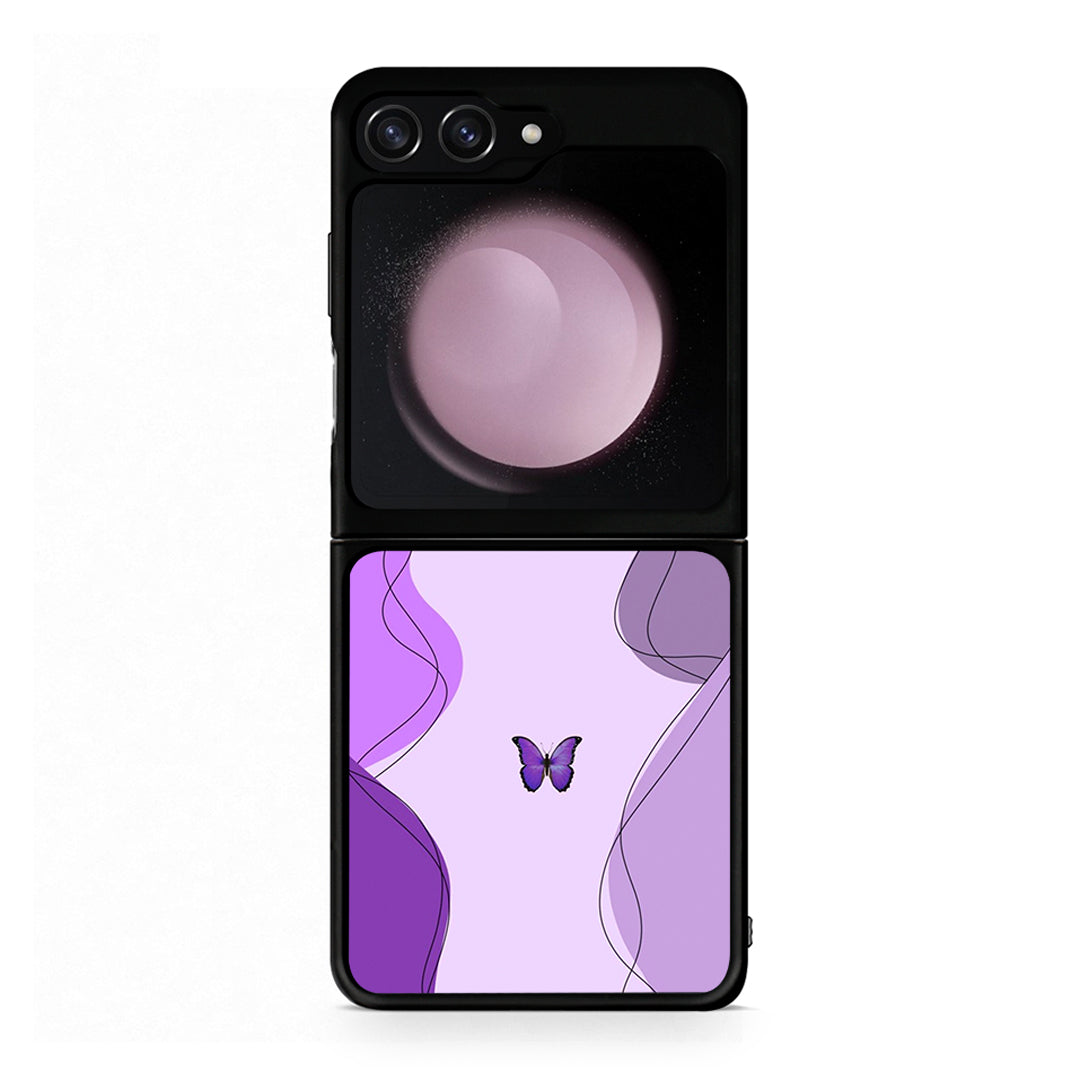 Samsung Galaxy Z Flip5 Purple Mariposa Θήκη Αγίου Βαλεντίνου από τη Smartfits με σχέδιο στο πίσω μέρος και μαύρο περίβλημα | Smartphone case with colorful back and black bezels by Smartfits