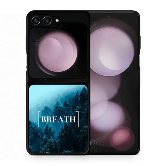 Θήκη Samsung Galaxy Z Flip5 Breath Quote από τη Smartfits με σχέδιο στο πίσω μέρος και μαύρο περίβλημα | Samsung Galaxy Z Flip5 Breath Quote case with colorful back and black bezels