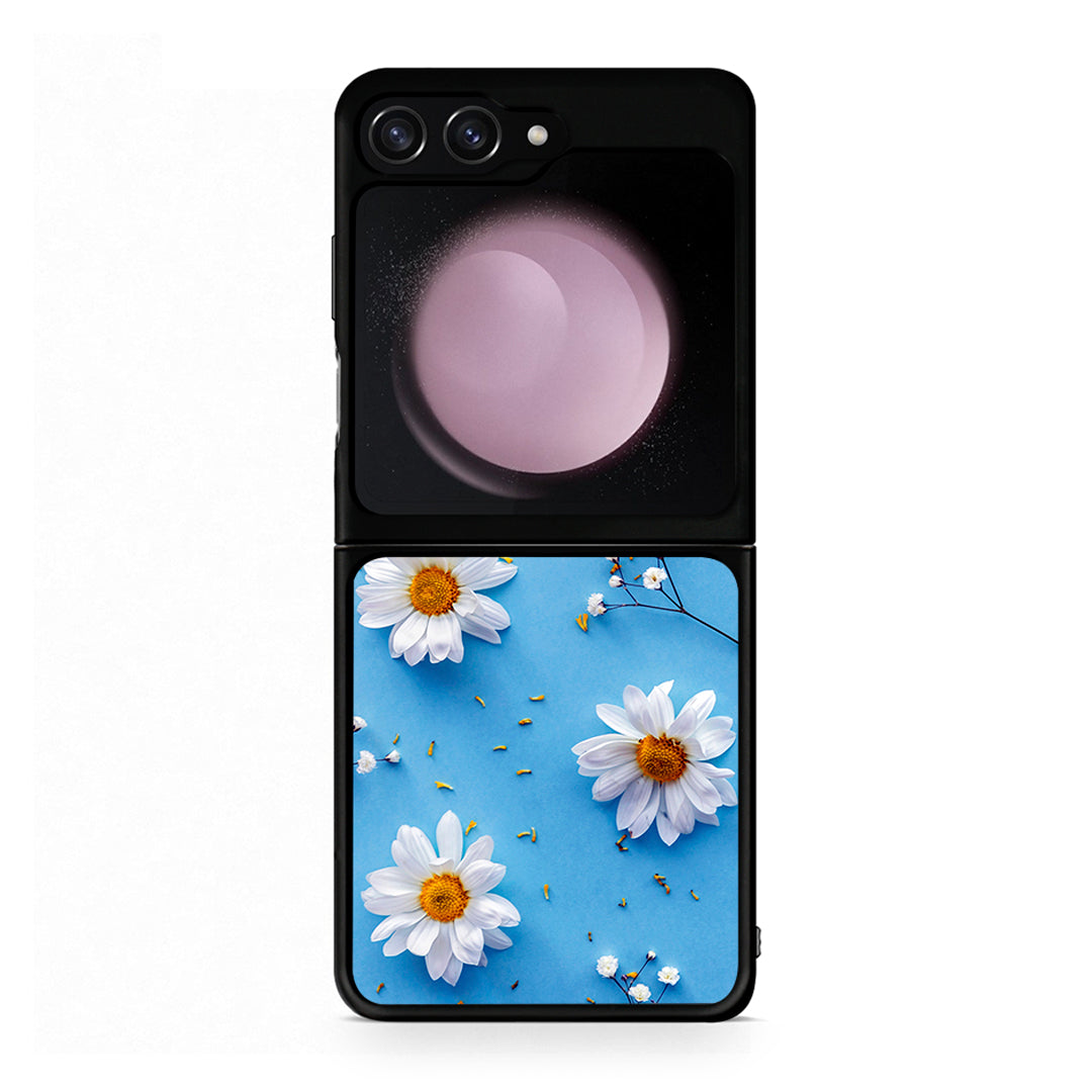 Samsung Galaxy Z Flip5 Real Daisies θήκη από τη Smartfits με σχέδιο στο πίσω μέρος και μαύρο περίβλημα | Smartphone case with colorful back and black bezels by Smartfits
