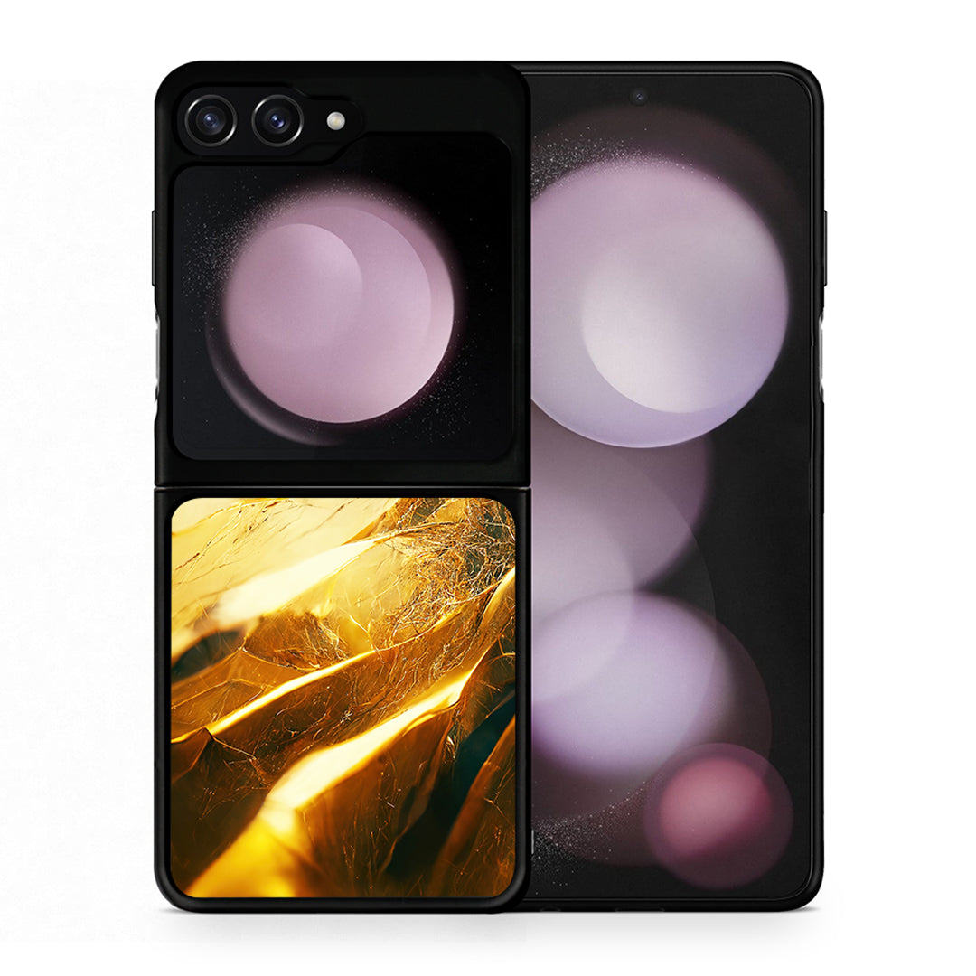 Θήκη Samsung Galaxy Z Flip5 Real Gold από τη Smartfits με σχέδιο στο πίσω μέρος και μαύρο περίβλημα | Samsung Galaxy Z Flip5 Real Gold case with colorful back and black bezels