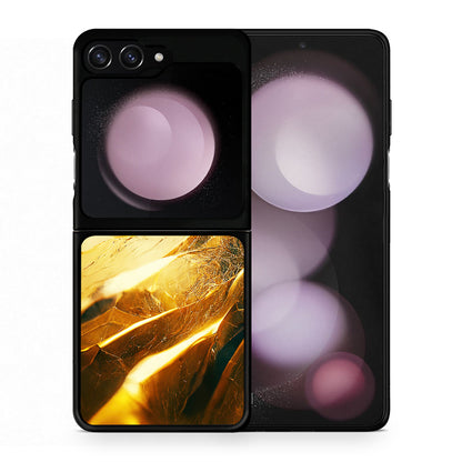 Θήκη Samsung Galaxy Z Flip5 Real Gold από τη Smartfits με σχέδιο στο πίσω μέρος και μαύρο περίβλημα | Samsung Galaxy Z Flip5 Real Gold case with colorful back and black bezels