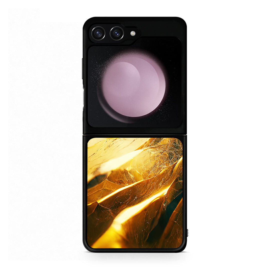 Samsung Galaxy Z Flip5 Real Gold θήκη από τη Smartfits με σχέδιο στο πίσω μέρος και μαύρο περίβλημα | Smartphone case with colorful back and black bezels by Smartfits