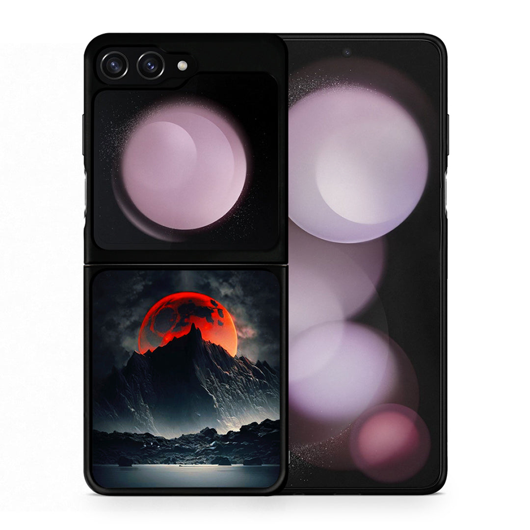 Θήκη Samsung Galaxy Z Flip5 Red Full Moon από τη Smartfits με σχέδιο στο πίσω μέρος και μαύρο περίβλημα | Samsung Galaxy Z Flip5 Red Full Moon case with colorful back and black bezels