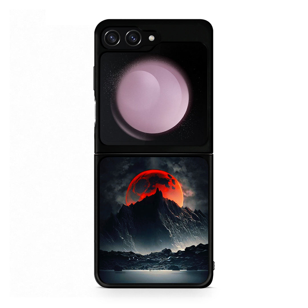 Samsung Galaxy Z Flip5 Red Full Moon θήκη από τη Smartfits με σχέδιο στο πίσω μέρος και μαύρο περίβλημα | Smartphone case with colorful back and black bezels by Smartfits