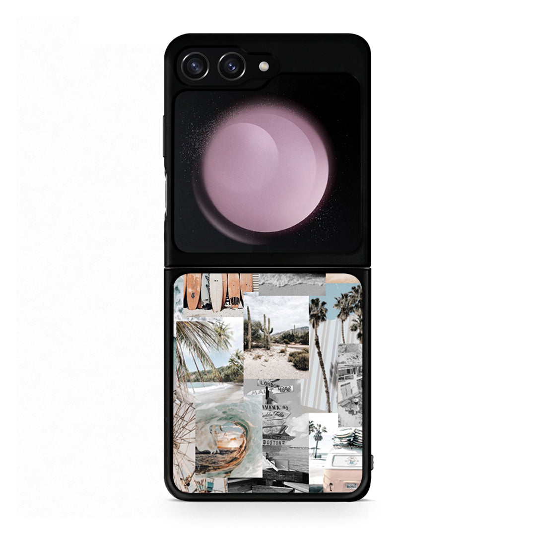 Samsung Galaxy Z Flip5 Retro Beach Life Θήκη από τη Smartfits με σχέδιο στο πίσω μέρος και μαύρο περίβλημα | Smartphone case with colorful back and black bezels by Smartfits