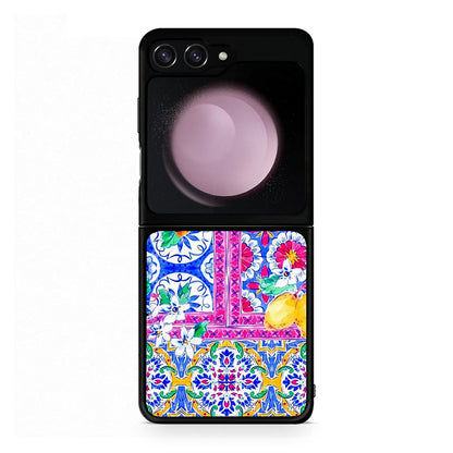 Samsung Galaxy Z Flip5 Retro Spring θήκη από τη Smartfits με σχέδιο στο πίσω μέρος και μαύρο περίβλημα | Smartphone case with colorful back and black bezels by Smartfits