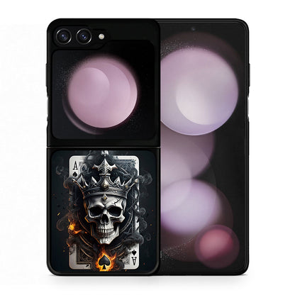 Θήκη Samsung Galaxy Z Flip5 Skull King Ace από τη Smartfits με σχέδιο στο πίσω μέρος και μαύρο περίβλημα | Samsung Galaxy Z Flip5 Skull King Ace case with colorful back and black bezels
