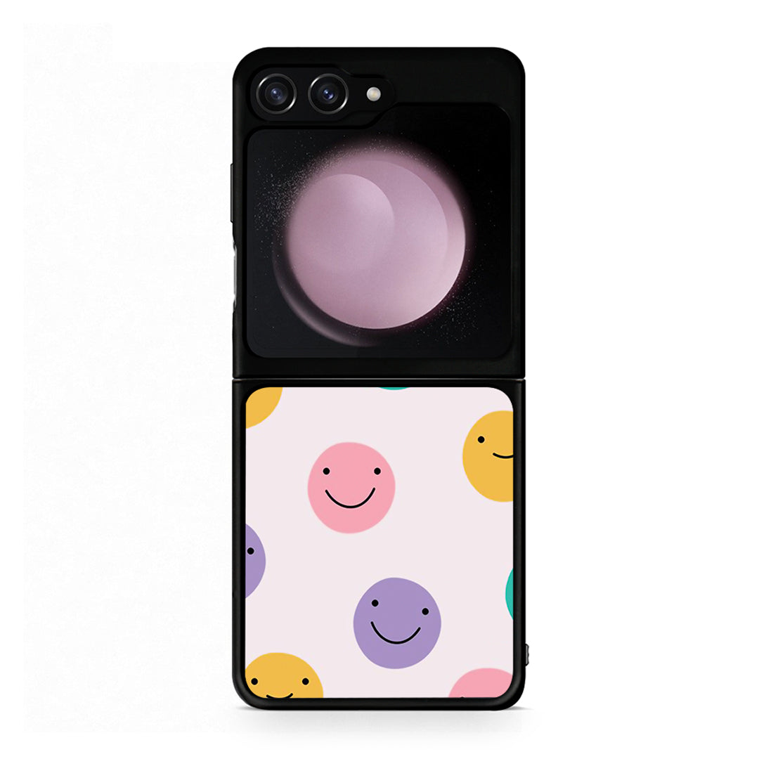 Samsung Galaxy Z Flip5 Smiley Faces θήκη από τη Smartfits με σχέδιο στο πίσω μέρος και μαύρο περίβλημα | Smartphone case with colorful back and black bezels by Smartfits