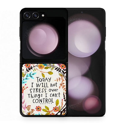 Θήκη Samsung Galaxy Z Flip5 Stress Over από τη Smartfits με σχέδιο στο πίσω μέρος και μαύρο περίβλημα | Samsung Galaxy Z Flip5 Stress Over case with colorful back and black bezels