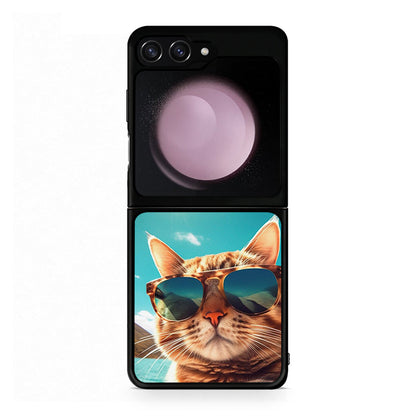 Samsung Galaxy Z Flip5 Summer Cat θήκη από τη Smartfits με σχέδιο στο πίσω μέρος και μαύρο περίβλημα | Smartphone case with colorful back and black bezels by Smartfits