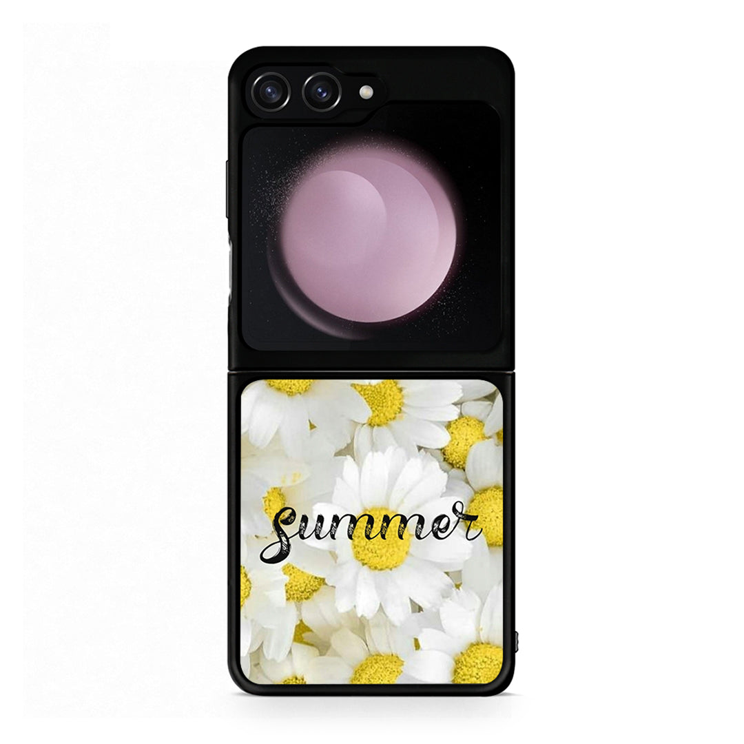 Samsung Galaxy Z Flip5 Summer Daisies Θήκη από τη Smartfits με σχέδιο στο πίσω μέρος και μαύρο περίβλημα | Smartphone case with colorful back and black bezels by Smartfits