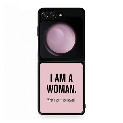 Samsung Galaxy Z Flip5 Superpower Woman θήκη από τη Smartfits με σχέδιο στο πίσω μέρος και μαύρο περίβλημα | Smartphone case with colorful back and black bezels by Smartfits