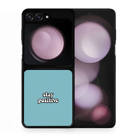 Θήκη Samsung Galaxy Z Flip5 Positive Text από τη Smartfits με σχέδιο στο πίσω μέρος και μαύρο περίβλημα | Samsung Galaxy Z Flip5 Positive Text case with colorful back and black bezels