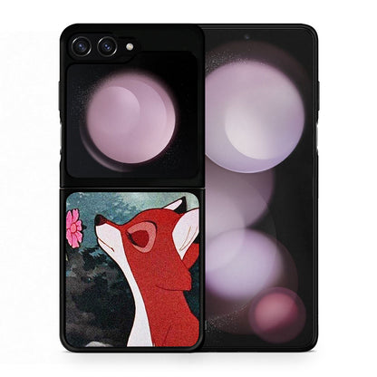 Θήκη Samsung Galaxy Z Flip5 Tod And Vixey Love 2 από τη Smartfits με σχέδιο στο πίσω μέρος και μαύρο περίβλημα | Samsung Galaxy Z Flip5 Tod And Vixey Love 2 case with colorful back and black bezels