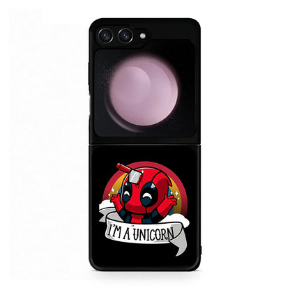 Samsung Galaxy Z Flip5 Unicorn Deadpool θήκη από τη Smartfits με σχέδιο στο πίσω μέρος και μαύρο περίβλημα | Smartphone case with colorful back and black bezels by Smartfits