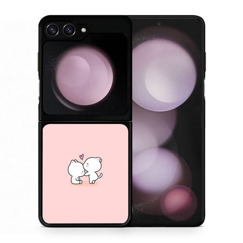 Θήκη Samsung Galaxy Z Flip5 Love Valentine από τη Smartfits με σχέδιο στο πίσω μέρος και μαύρο περίβλημα | Samsung Galaxy Z Flip5 Love Valentine case with colorful back and black bezels