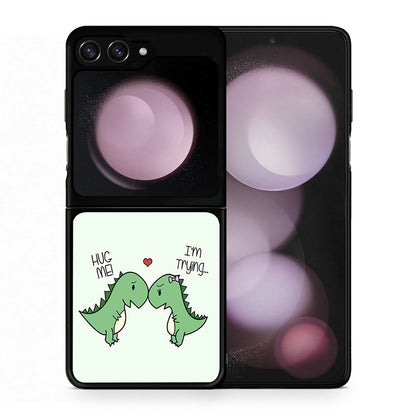Θήκη Samsung Galaxy Z Flip5 Rex Valentine από τη Smartfits με σχέδιο στο πίσω μέρος και μαύρο περίβλημα | Samsung Galaxy Z Flip5 Rex Valentine case with colorful back and black bezels