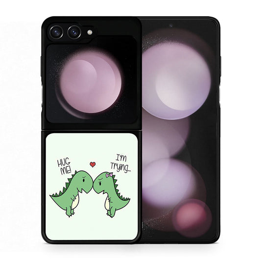 Θήκη Samsung Galaxy Z Flip5 Rex Valentine από τη Smartfits με σχέδιο στο πίσω μέρος και μαύρο περίβλημα | Samsung Galaxy Z Flip5 Rex Valentine case with colorful back and black bezels