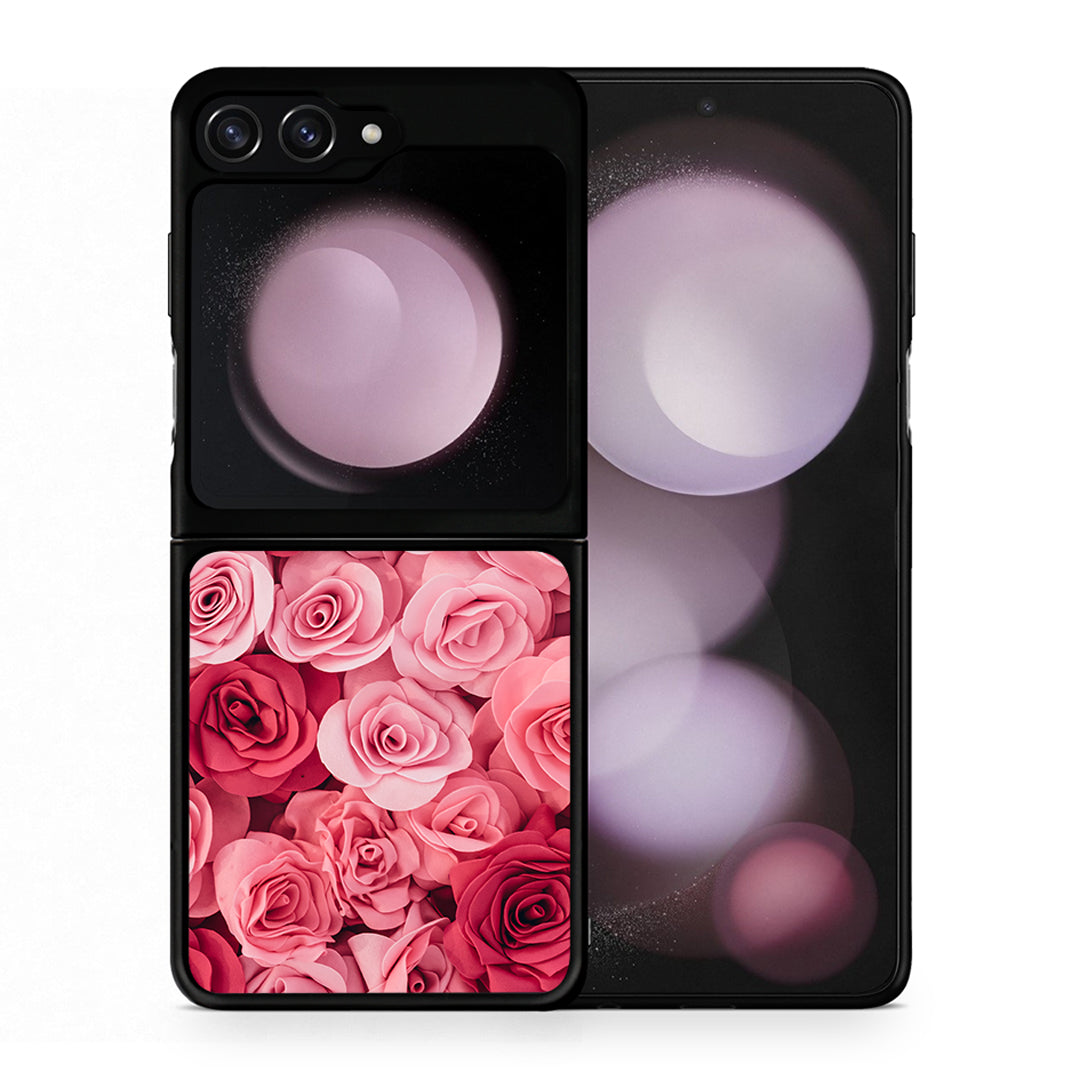 Θήκη Samsung Galaxy Z Flip5 RoseGarden Valentine από τη Smartfits με σχέδιο στο πίσω μέρος και μαύρο περίβλημα | Samsung Galaxy Z Flip5 RoseGarden Valentine case with colorful back and black bezels
