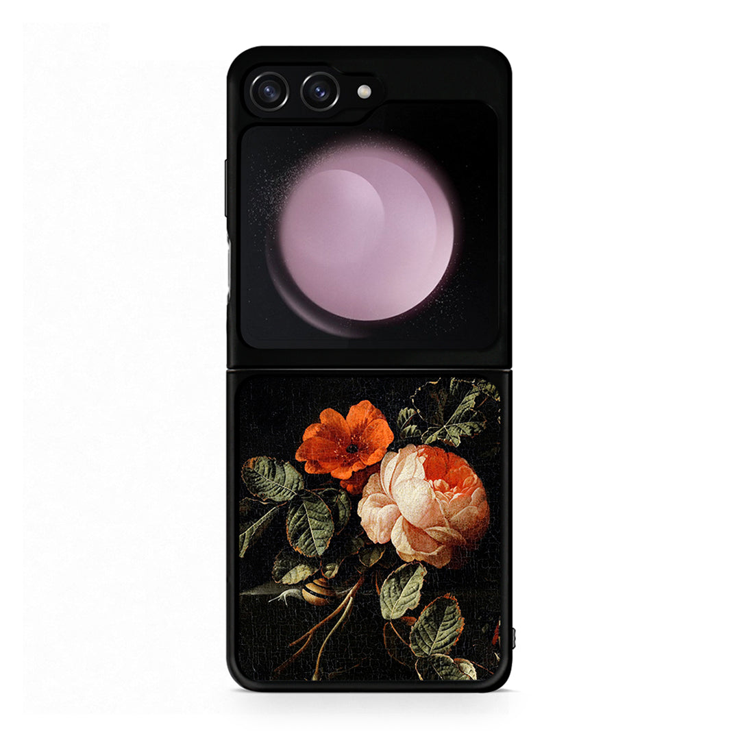 Samsung Galaxy Z Flip5 Vintage Roses θήκη από τη Smartfits με σχέδιο στο πίσω μέρος και μαύρο περίβλημα | Smartphone case with colorful back and black bezels by Smartfits