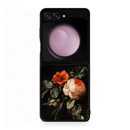Samsung Galaxy Z Flip5 Vintage Roses θήκη από τη Smartfits με σχέδιο στο πίσω μέρος και μαύρο περίβλημα | Smartphone case with colorful back and black bezels by Smartfits