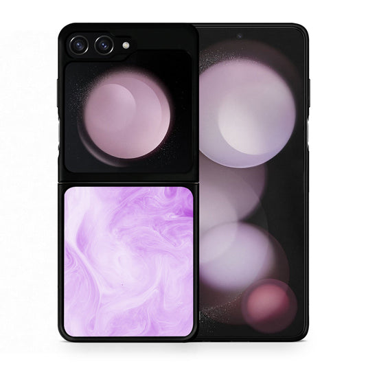 Θήκη Samsung Galaxy Z Flip5 Lavender Watercolor από τη Smartfits με σχέδιο στο πίσω μέρος και μαύρο περίβλημα | Samsung Galaxy Z Flip5 Lavender Watercolor case with colorful back and black bezels