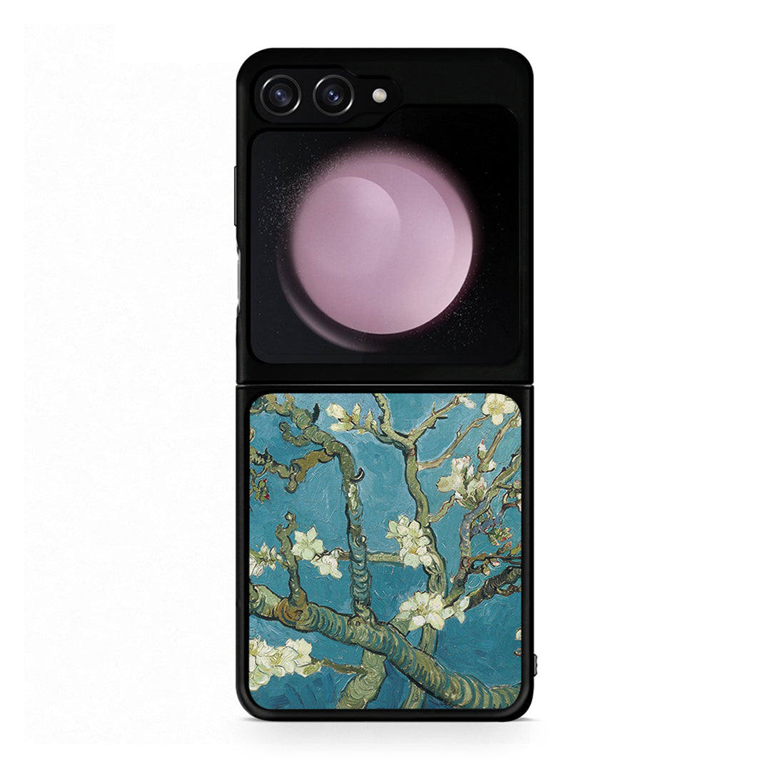 Samsung Galaxy Z Flip5 White Blossoms θήκη από τη Smartfits με σχέδιο στο πίσω μέρος και μαύρο περίβλημα | Smartphone case with colorful back and black bezels by Smartfits